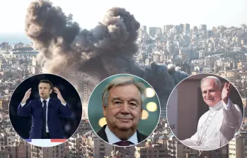 Emmanuel Macron, António Guterres y el papa León XIV fueron algunos líderes que reaccionaron al anuncio de Trump y las autoridades iraníes. FOTOS: Getty y AFP