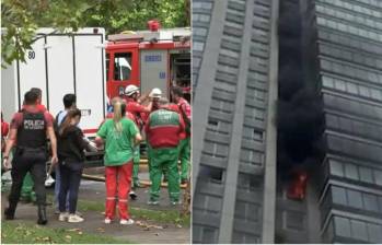 Según los organismos de socorro, atendieron a 42 personas de las 100 evacuadas y tres de ellas tuvieron que ser hospitalizadas por las graves afectaciones por el humo. FOTO: AFP Y CAPTURA VIDEO REDES SOCIALES