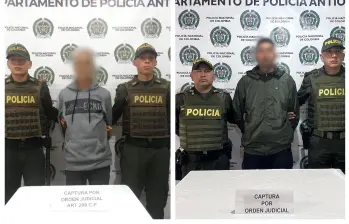 A la izquierda, el hombre de 72 años detenido en Santa Rosa de Osos. A la derecha, el capturado en San José de La Montaña. FOTO: Cortesía