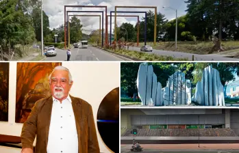 Hugo Zapata y algunas de sus obras más representativas en Medellín y Antioquia. FOTOS Archivo y cortesías