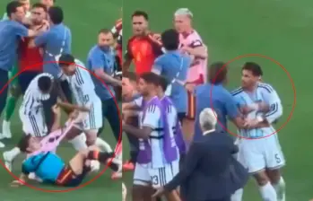 El futbolista argentino Leandro Paredes se vio implicado en una pelea con el español Gavi al final del partido. Se ve en las imágenes. Foto: capturas de pantalla