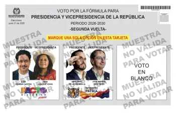 Así se ve el tarjetón para la segunda vuelta. Foto: Registraduría.