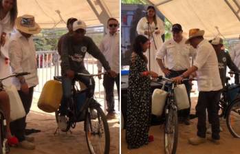 La donación de las bicicletas en La Guajira estuvo liderada por la organización World Bicycle Relief y el Gobierno. FOTO: CAPTURA DE VIDEO