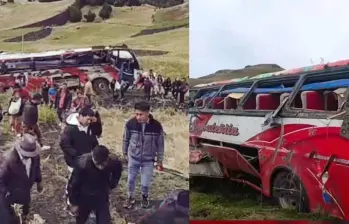 En el bus accidentado viajaban más de 60 personas. Foto: Redes sociales