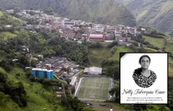 Adelante, la víctima del crimen. Atrás, panorámica del municipio de Peque. Foto: Julio César Herrera Echeverri e imagen tomada de redes.