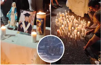 Con velas blancas y un rotundo reclamo de justicia, el barrio La Victoria despidió simbólicamente al joven colombiano de 26 años muerto en un operativo del ICE, tras ser asesinado a disparos. FOTO: Captura de video de redes sociales y cortesía Metropolitano Noticias