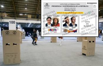 Tarjetón para la segunda vuelta, con las dos fórmulas y el voto en blanco. Solo puede marcar una opción. FOTO Registraduría