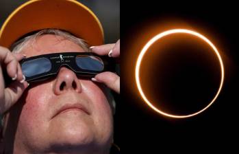 La luna cubrirá al sol, creando un tipo de ‘anillo’ de luz, que a su vez también es conocido como ‘anillo de fuego’. FOTO: AFP y GETTY