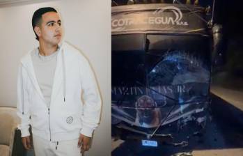 El bus del cantante Martín Elías Jr. no pudo continuar su recorrido producto del siniestro. Fotos: @martineliasjr y captura video @ArgemiroPion