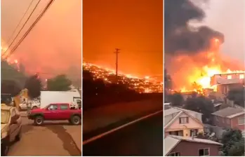 Las llamas iniciaron el pasado sábado, 17 de enero en varias localidades de la provincia de Concepción, al sur de Chile. FOTOS: Capturas de video 