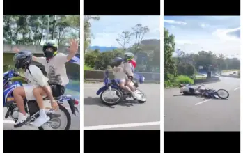 Video de uno de los “influencers” de la ciudad que se cayó en Las Palmas mientras hacía maniobras peligrosas, poniendo en riesgo a conductores y transeúntes. FOTO: imagen tomada de redes.