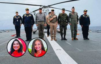 Desde el Buque ARC 24 de Julio, en aguas colombianas del Caribe, el Presidente Abelardo De La Espriella dirigió una alocución televisada el domingo pasado, día en el que encaró a la representante Elizabeth Jay-Pang (izquierda) y a la gobernadora de San Andrés, Natacha Ordóñez. Foto: Presidencia