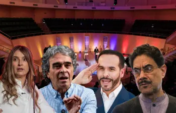 En medio de la polémica por la inasistencia de algunos candidatos a los debates, varios proyectos han buscado que la asistencia a estos encuentros sean obligatorios. En la imagen: Paloma Valencia, Sergio Fajardo, Abelardo de la Espriella e Iván Cepeda. Fotos: Camilo Suárez Echeverry, Jaime Pérez Munévar, Getty Images y Colprensa