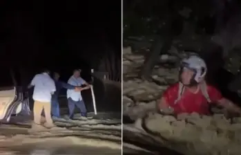 Un hombre, identificado como Jesús, fue salvado de la corriente por el gobernador de Córdoba y su equipo de trabajo. FOTOS: Capturas de video 