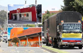 Camioneros realizan movilización pacífica en Pasto, en rechazo al aumento del precio del ACPM. Esto ha generado desabastecimiento en las tiendas como D1, Ara, Fruvers y otros del país. FOTO: COLPRENSA, CARLOS VELÁSQUEZ Y CORTESÍA 