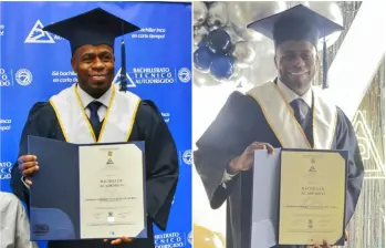 Luego de graduarse del colegio, el exjugador de fútbol de 41 años, aseguró que seguirá estudiando en la universidad. FOTO: Tomada de redes sociales @carmelo_valencia9 y cortesía Zona Cero