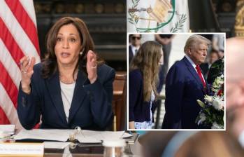 Kamala Harris reprochó el hecho de que Donald Trump se tomara fotos en un cementerio, lo cual no está permitido. FOTO: EUROPA PRES Y AFP