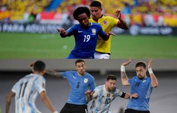 Uruguay-Argentina y Colombia-Brasil, los duelos más atractivos de la jornada 5 de Eliminatorias. FOTOS COLPRENSA Y AFP
