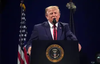 Trump encabezó en Washington el acto central por los 250 años de la Independencia de Estados Unidos. FOTO: AFP