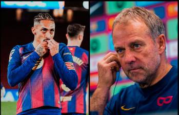 Raphinha (izquierda) y Hansi Flick (derecha), son junto a Lamine Yamal y Pedri las caras más visibles del actual FC Barcelona. FOTO: X Raphinha_11b y FCBarcelona