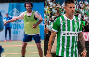 Los futbolistas Juan Guillermo Cuadrado y James Rodríguez hacen parte de los hombres que más partidos han jugado con la Selección Colombia. Foto: tomada del x de @Millonarios y Camilo Suárez
