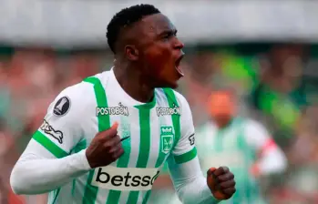 El delantero vallecaucano Kevin Viveros es el goleador de Atlético Nacional en esta edición de la Copa Libertadores con 4 celebraciones. FOTO: Manuel Saldarriaga