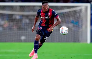 El defensa central colombiano Jhon Lucumí es una de las fichas importantes d Bologna. FOTO: GETTY