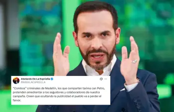 Abelardo de la Espriella publicó en X denuncias sobre presuntas presiones de estructuras criminales para retirar publicidad de su campaña en Medellín. Foto: EL COLOMBIANO / X