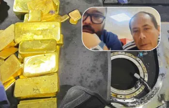 Andrey David Murcia Dávila y Fernando Andrade Delgadillo Rodríguez fueron capturados con 28 lingotes de oro. FOTOS: Fsicalía General de la Nación 
