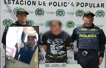 Adelante, el hombre grabado profiriendo amenazas de muerte. Atrás, el mismo sujeto tras su captura. FOTO: Cortesía e imagen tomada de redes.