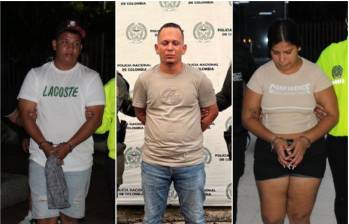Los detenidos fueron identificados como Deiver Jair Rodríguez Burgos, Wilfrido Rafael Arroyo Fernández y Katherine Paola Quiroz Rodríguez. FOTO: Fiscalía General de la Nación