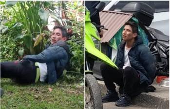 Antes de ser capturado por la policía, la comunidad lo detuvo y golpeó, tras evidenciar el robo en la ciudad de Bogotá. FOTO: Captura video de redes sociales @ColombiaOscura