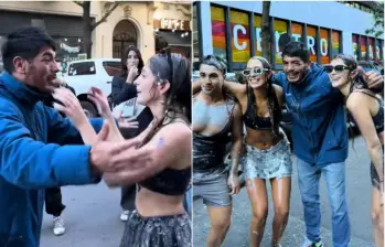 Amigos, familiares y otros jóvenes graduados, acompañaron a la joven argentina a buscar al cuidador de carros para unirlo a la celebración por haber culminado la carrera. FOTO: CAPTURA VIDEO REDES SOCIALES