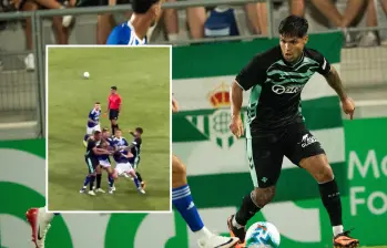 El “Cucho” Hernández es el delantero del Real Betis de la liga española, equipo al que recien llegó el colombiano Nelson Deossa. FOTO: Redes sociales Betis y captura video