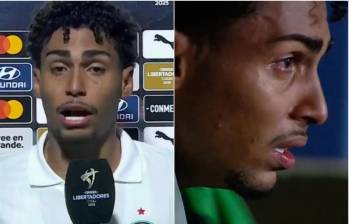 Luighi, capitán del ‘Verdao’ Sub-20, no se aguantó las lágrimas cuando le tocó explicar la situación en la entrevista postpartido. FOTOS: Capturas de video Espn