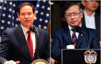 El secretario de Estado de EE. UU., Marco Rubio, y el presidente colombiano Gustavo Petro. FOTO: Tomada de X @SecRubio y Colprensa