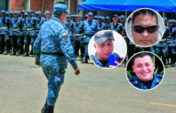 Pese a los anunciados refuerzos de seguridad para los funcionarios amenazados, en las últimas dos semanas se presentaron ataques sicariales en Barranquilla, Cúcuta y Girón (Santander). De gorra está el dragoneante Bryan Rangel Saavedra, sonriendo el dragoneante Diego Acevedo Garzón y con gafas el guardián Wilber Martínez Sana. A todos los mataron. FOTO El Colombiano 