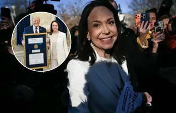 Machado dio declaraciones sobre lo que se habló en la reunión con el mandatario estadounidense Donald Trump a las afueras de la Casa Blanca. AFP