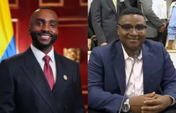 Estefanel Gutiérrez, de Cambio Radical, y Óscar Benavides, de la curul afro. Foto: Cámara de Representantes/Colprensa.