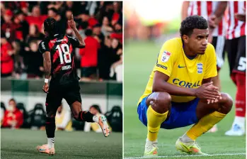 Kerwin Vargas y Jhon Solís, dos colombianos que brillaron el pasado sábado. FOTOS: X AthleticoPR y BCFC