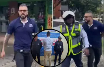 Alexis Velasco fue capturado por las autoridades este viernes, luego de ser acusado de violencia contra servidor público y actos de discriminación. FOTOS: Captura de videos y Alcaldía de Cali
