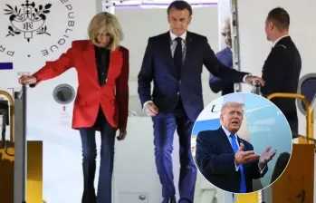 El presidente de Estados Unidos revivió un episodio ocurrido entre el mandatario de Francia, Emmanuel Macron, y su esposa, Brigitte, en medio de una visita a Vietnam. Fotos: captura de video y Getty Images