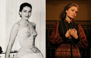 A la izquierda María Callas, a la derecha Angelina Jolie en el papel de la cantante. FOTOS Archivo EL COLOMBIANO y Cortesía. 