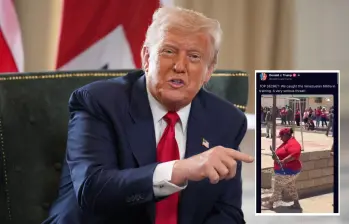 Donald trump publicó en su red social un video del entrenamiento de civiles venezolanos. Foto: Getty Images y redes sociales 