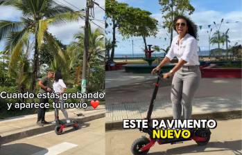 La gobernadora del Chocó, Nubia Carolina Córdoba, recorrió en patineta eléctrica las calles de Bahía Solano mientras mostraba las obras de pavimentación y promocionaba el municipio como destino turístico. Foto: redes sociales @nubiacarolinacc