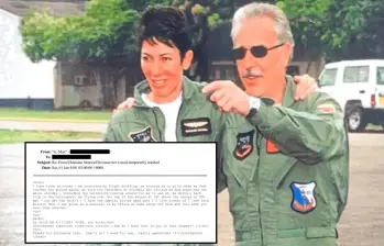 En la foto, Ghislaine Maxwell, vinculada a Jeffrey Epstein, y quien cumple 20 años por tráfico sexual de menores, y el expresidente de Colombia Andrés Pastrana. FOTO DEPARTAMENTO DE JUSTICIA DE LOS ESTADOS UNIDOS
