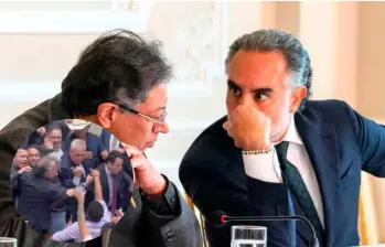 Armando Benedetti estuvo hablando con miembros del congreso antes de la votación para intentar conseguir votos a favor. Sin embargo, terminó en pelea. Foto: COLPRENSA/ELCOLOMBIANO