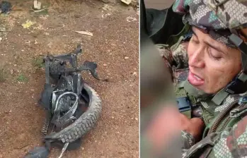 Dos soldados terminaron en heridos tras la detonación de una motobomba en Calamar, Guaviare. FOTOS: Tomadas de redes sociales - @GuaviareEstereo