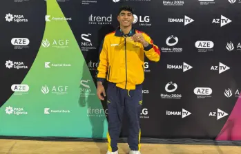 Ángel Barajas consiguió el oro en la prueba de barras paralelas. Foto: suministrada a EL COLOMBIANO