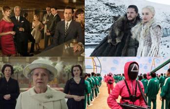 Mad Men, Juego de tronos, The Crown y El juego del calamar hacen parte del listado de las mejores 100 series del siglo XXI de The New York Times. FOTO: AMC, HBO Max y Netflix.